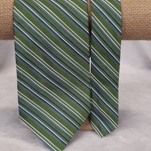 DKNY Men's Tie Diagonal Stripes Wide Green 57.5 In